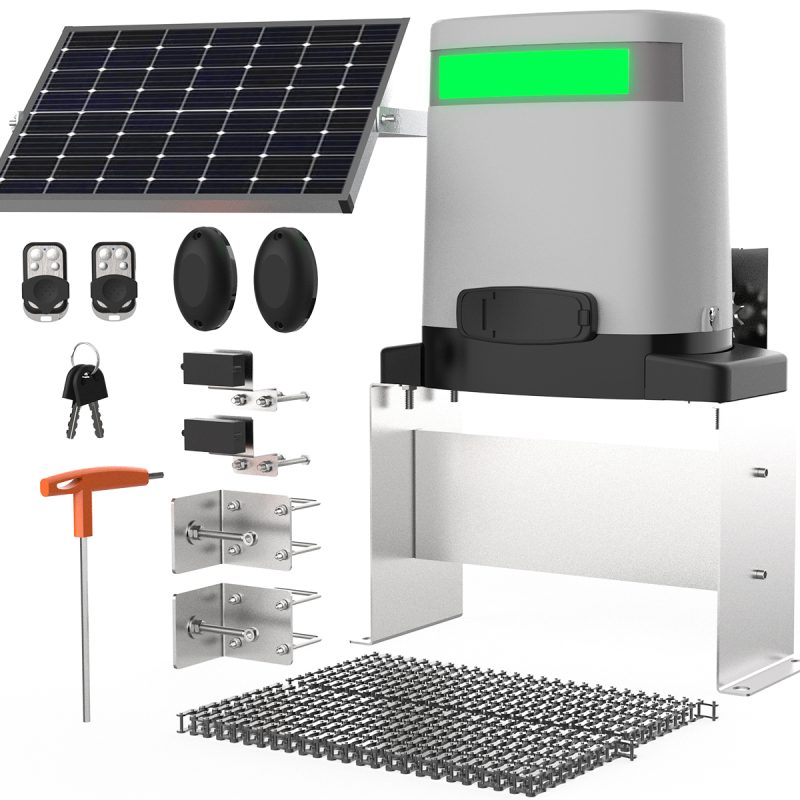 GO-600 Solar Sliding Gate Opener (Motor+Chains+Solar Panel)