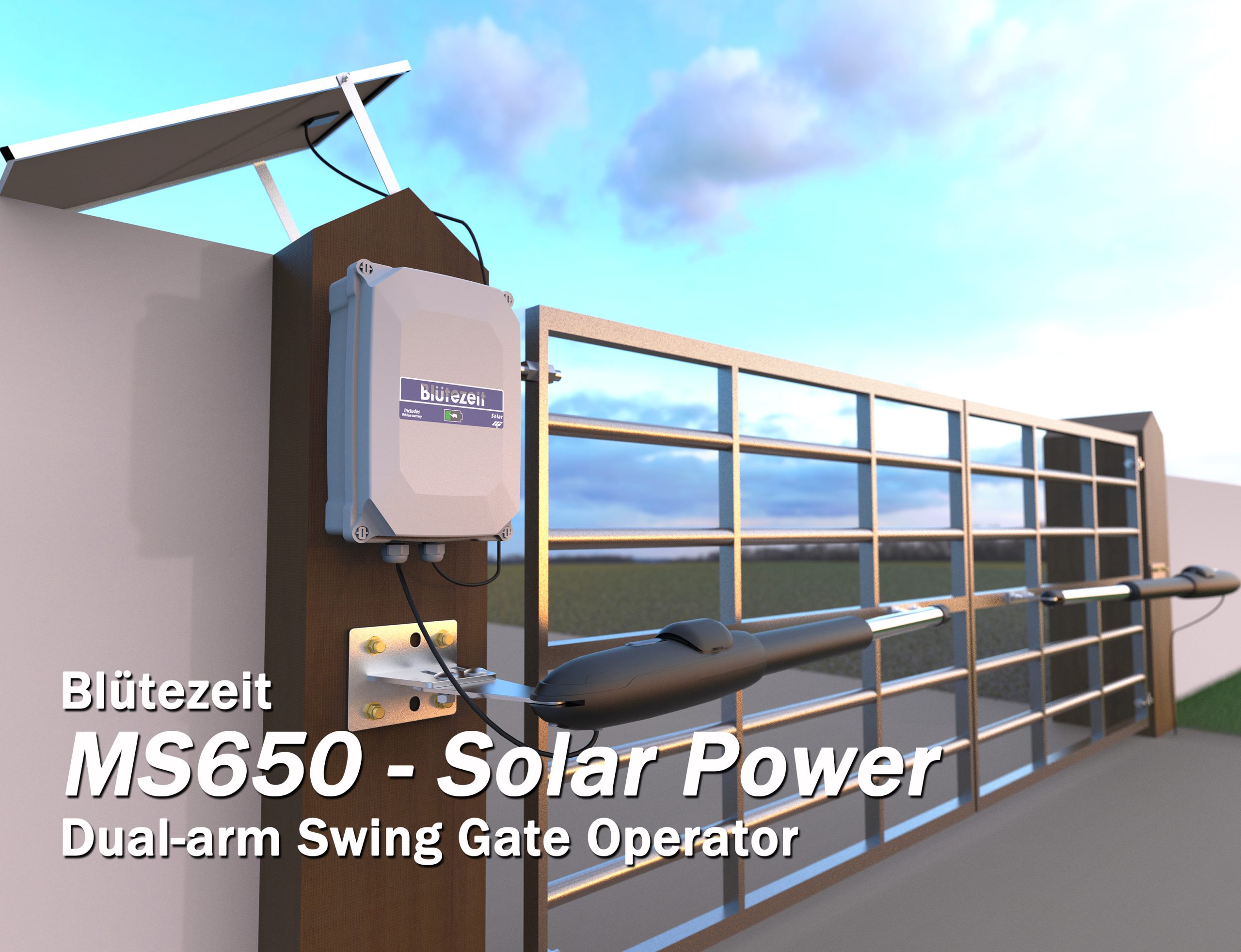 MS650 Solar Swing Gate Opener (1760lb Dual-Arm) - immagine 3
